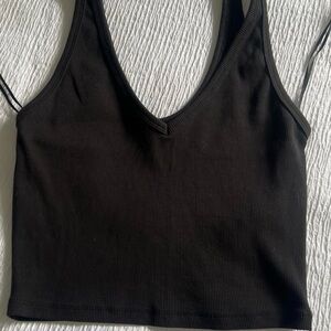 Black Ribbed Crop Top